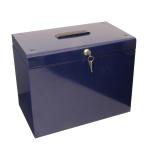 Metal File Box with 5 Suspension Files and 2 Keys Steel A4 Blue 160784