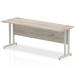 Trexus Rectangular Slim Desk Silver Cantilever Leg 1800x600mm Grey Oak Ref I003079