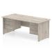 Trexus Rectangular Desk Panel End Leg 1800x800mm Double Fixed Pedestal 2&3 Drawers Grey Oak Ref I003500
