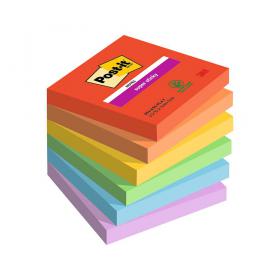Post-it Super Sticky Z-Notes, Soulful Colour Collection, 76 mm x 76 mm, 90 Sheets/Pad, 6 Pads/Pack Ref R330-6SS-SOUL 161240