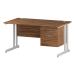 Trexus Rectangular Desk White Cantilever Leg 1400x800mm Fixed Pedestal 2 Drawers Walnut Ref I001924