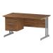 Trexus Rectangular Desk Silver Cantilever Leg 1400x800mm Fixed Pedestal 3 Drawers Walnut Ref I001928
