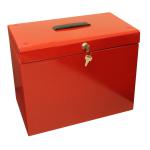 Metal File Box with 5 Suspension Files and 2 Keys Steel A4 Red 161867