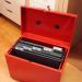 Metal File Box with 5 Suspension Files and 2 Keys Steel A4 Red