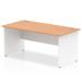 Trexus Desk Rectangle Panel End 1600x800mm Oak Top White Panels Ref TT000017