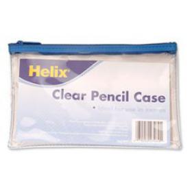Helix Clear Pencil Cases With Assorted Coloured Zip Tops Size - 200 x 125mm 162150