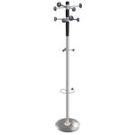 5 Star Facilities Decorative Coat Stand with Umbrella Holder 8 Pegs 3 Hooks Base 380mm Height 1840mm Grey 162361