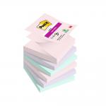 Post-it?? Super Sticky Notes, Playful Colour Collection, 76 mm x 76 mm, 90 Sheets/Pad, 6 Pads/Pack 162395