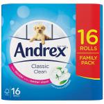Andrex Classic Clean Toilet Rolls 2-ply 24.8m White Ref 1102122 [Pack 16] 162826