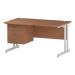 Trexus Rectangular Desk White Cantilever Leg 1400x800mm Fixed Pedestal 3 Drawers Beech Ref I001701