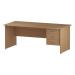 Trexus Rectangular Desk Panel End Leg 1800x800mm Fixed Pedestal 3 Drawers Oak Ref I002709