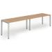 Trexus Bench Desk 2 Person Side to Side Configuration Silver Leg 2800x800mm Beech Ref BE377