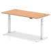 Trexus Sit Stand Desk With Cable Ports White Legs 1600x800mm Oak Ref HA01119