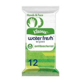 Kleenex Antibacterial Hand and Face Wet Wipes Water Fresh Pack of 12 163480