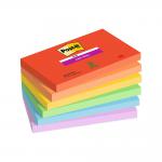 Post-it?? Super Sticky Notes, Playful Colour Collection, 76 mm x 127 mm, 90 Sheets/Pad, 6 Pads/Pack 163524