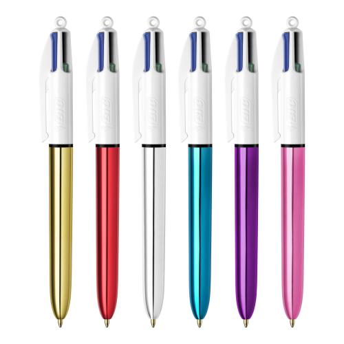 3 count Purple Barrel 1.0mm Medium Point BIC 4-Color Shine Ballpoint Pen 