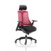 Trexus Flex Task Operator Chair With Arms and Headrest Black Fabric Seat Red Back Black Frame Ref KC0105