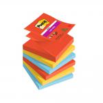 Post-it?? Super Sticky Z-Notes, Playful Colour Collection, 76 mm x 76 mm, 90 Sheets/Pad, 6 Pads/Pack 164735