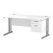 Trexus Rectangular Desk Silver Cantilever Leg 1600x800mm Fixed Pedestal 2 Drawers White Ref I002207