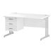 Trexus Rectangular Desk White Cantilever Leg 1400x800mm Fixed Pedestal 3 Drawers White Ref I002218