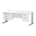 Trexus Rectangular Desk Silver Cantilever Leg 1800x800mm Double Fixed Ped 2&3 Drawers White Ref I002240