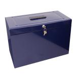 Metal File with 5 Suspension Files 2 Keys and Index Tabs Steel Foolscap Blue 165295