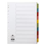 Concord Subject Dividers 10-Part Recycled Card Multipunched Multicolour-Tabs 150gsm A4 White Ref 48199 165329