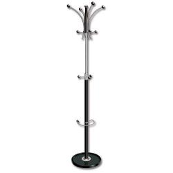Cheap Stationery Supply of 5 Star Facilities Coat Stand with Umbrella Holder 5 Pegs 3 Hooks Base 380mm Height 1800mm Black/Chrome 165550 Office Statationery