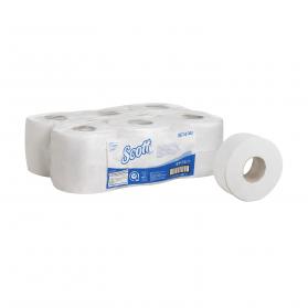 Scott Mini Jumbo Toilet Rolls 500 Sheets per roll 2-ply 400x90mm White Ref 8614 Pack of 12 165575