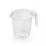 The image displays a clear plastic measuring jug with a 1 litre capacity from Addis Group Ltd. The jug features a handle and a spout for easy pouring, and the Addis logo is visible on the front. The jug is sitting on a white surface and the background is a neutral color.