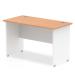 Trexus Desk Rectangle Panel End 800x600mm Oak Top White Panels Ref TT000077