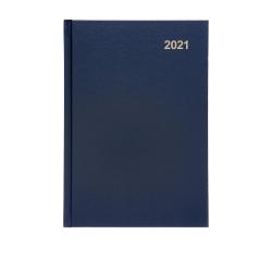 Cheap Stationery Supply of 5 Star Office 2021 Diary Day to Page Casebound and Sewn Vinyl Coated Board A5 210x148mm Blue Office Statationery
