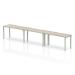 Trexus Bench Desk 3 Person Side to Side Configuration Silver Leg 4200x800mm Grey Oak Ref BE773