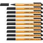 Stabilo GREEN Point Fibre Tip Pen Black [Pack 10] 165901