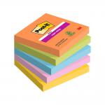 Post-it Super Sticky Notes, Boost Colour Collection, 76 mm x 76 mm, 90 Sheets/Pad, 5 Pads/Pack Ref 654-5SS-BOOS 165966