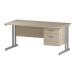 Trexus Rectangular Desk Silver Cantilever Leg 1600x800mm Fixed Pedestal 2 Drawers Maple Ref I002433