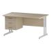 Trexus Rectangular Desk White Cantilever Leg 1400x800mm Fixed Pedestal 3 Drawers Maple Ref I002444