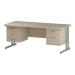 Trexus Rectangular Desk Silver Cantilever Leg 1800x800mm Double Fixed Ped 2&3 Drawers Maple Ref I002466