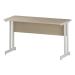 Trexus Rectangular Slim Desk White Cantilever Leg 1400x600mm Maple Ref I002428