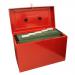 Metal File with 5 Suspension Files 2 Keys and Index Tabs Steel Foolscap Red