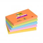 Post-it Super Sticky Notes, Boost Colour Collection, 76x127 mm, 90 Sheets Ref 655-5SS-BOOS [Pack 5] 167186