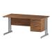 Trexus Rectangular Desk Silver Cantilever Leg 1600x800mm Fixed Pedestal 2 Drawers Walnut Ref I001921