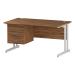 Trexus Rectangular Desk White Cantilever Leg 1400x800mm Fixed Pedestal 3 Drawers Walnut Ref I001932