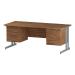 Trexus Rectangular Desk Silver Cantilever Leg 1800x800mm Double Fixed Ped 2&3 Drawers Walnut Ref I001954