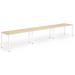 Trexus Bench Desk 3 Person Side to Side Configuration White Leg 4200x800mm Maple Ref BE391