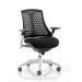 Trexus Flex Task Operator Chair With Arms Black Fabric Seat Black Back White Frame Ref KC0055