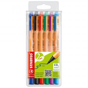 Stabilo GREEN Point Fibre Tip Pen Assorted Wallet 6 168246
