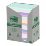 Post-it® Recycled Notes, Assorted Colours, 76 mm x 127 mm, 100 SheetsPad, 16 PadsPack Ref 655-1RPTN 168308