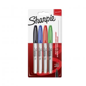 Sharpie Perm Marker Fine Tip Astd Pack 4 168310