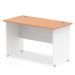 Trexus Desk Rectangle Panel End 1000x600mm Oak Top White Panels Ref TT000083